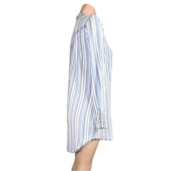 Anthropology Cloth & Stone Blue & White Stripe Frayed Hem Denim Dress SZ S $139 - Picture 10 of 16